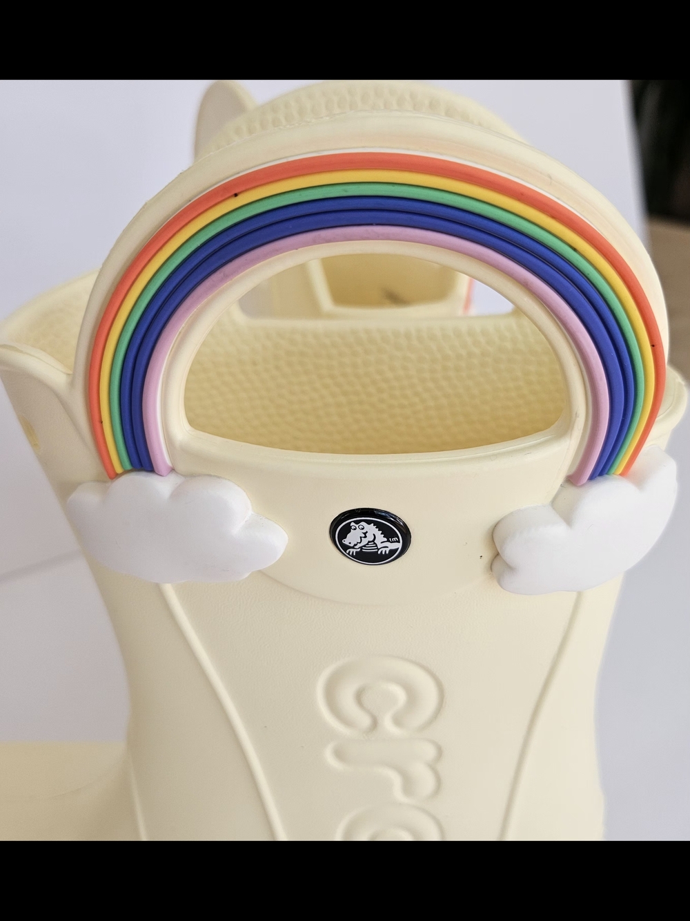 Crocs Kids Classic Rainbow Handle Rain Boots Yellow Waterproof Size J3 - Picture 5 of 14